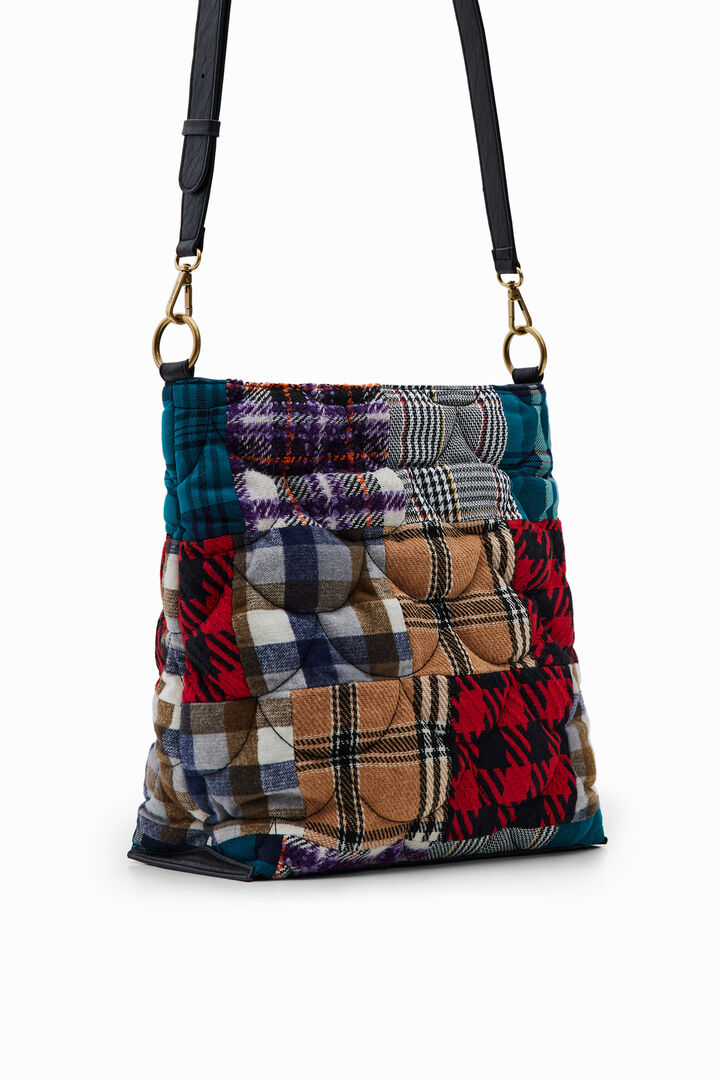 Large tartan bucket bag | Desigual