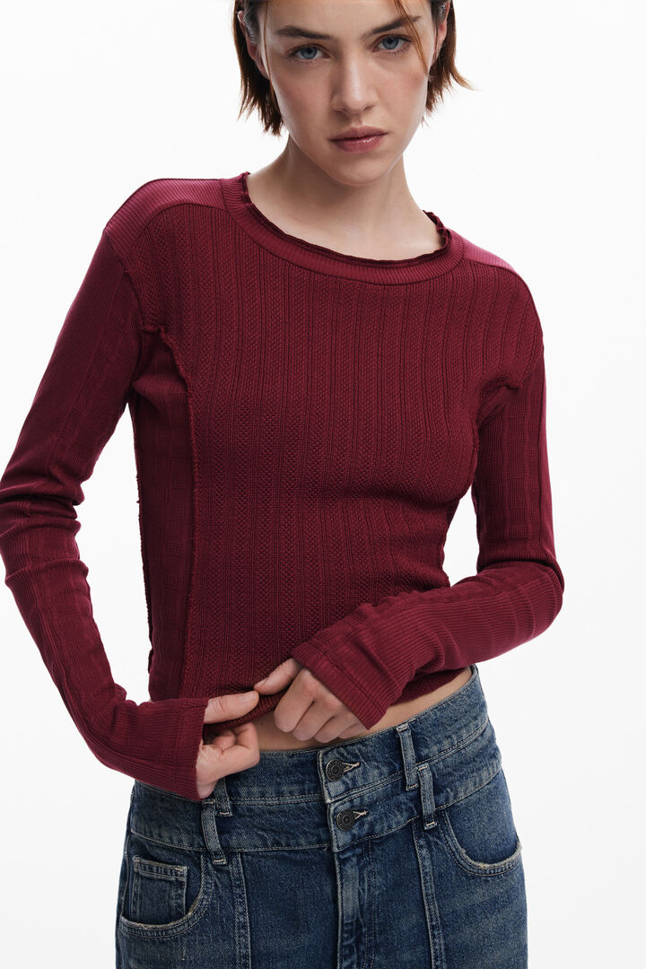 T-shirt en coton coutures | Desigual