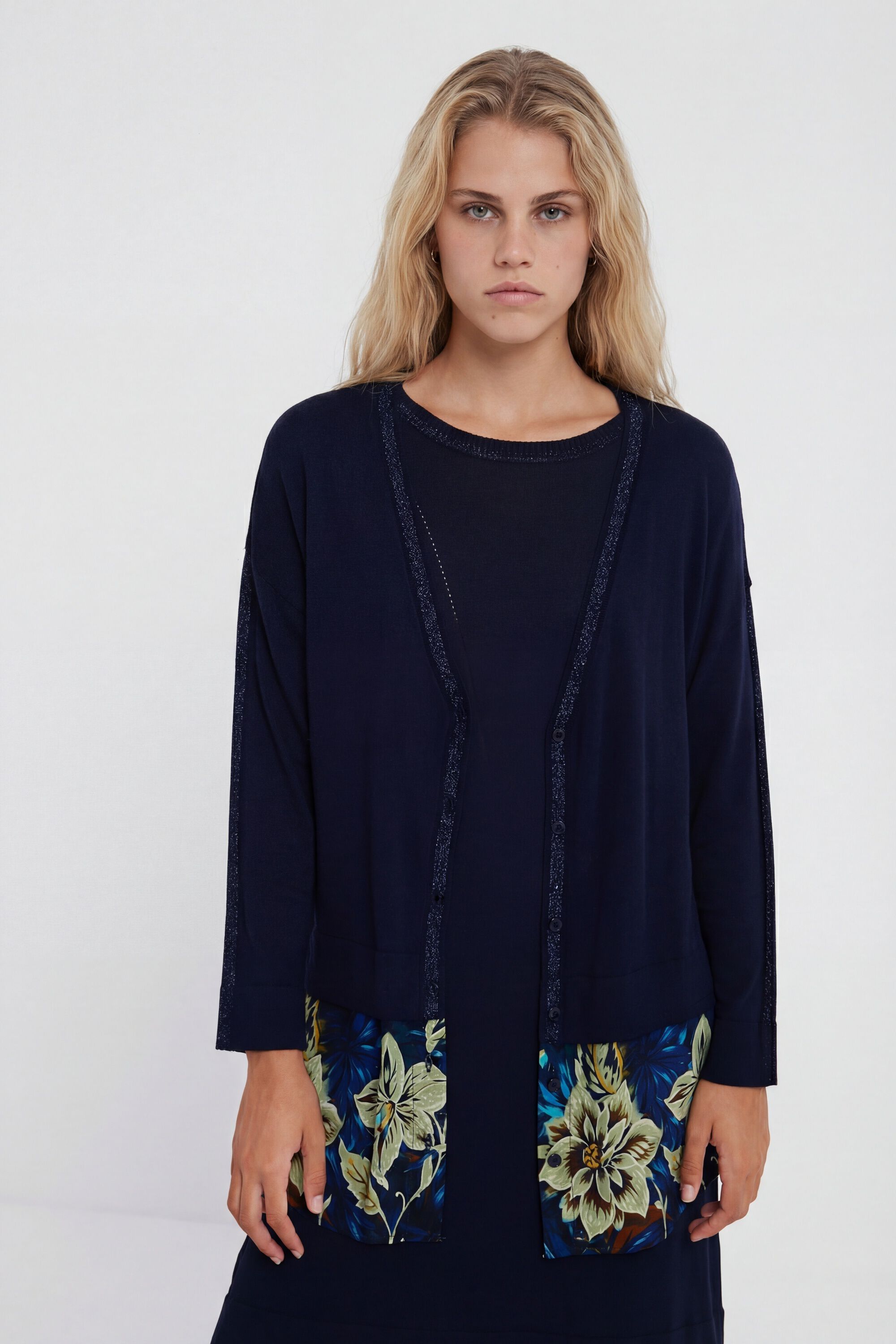 Jersey de tricot con botones - BLUE - XS