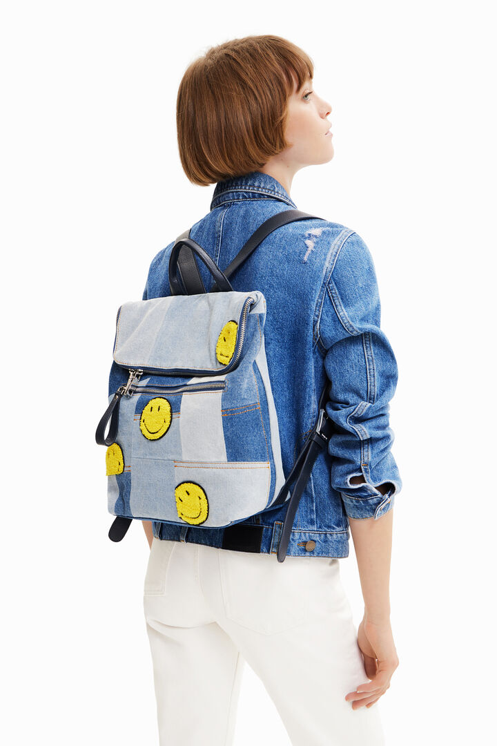 Midsize denim Smiley® backpack | Desigual