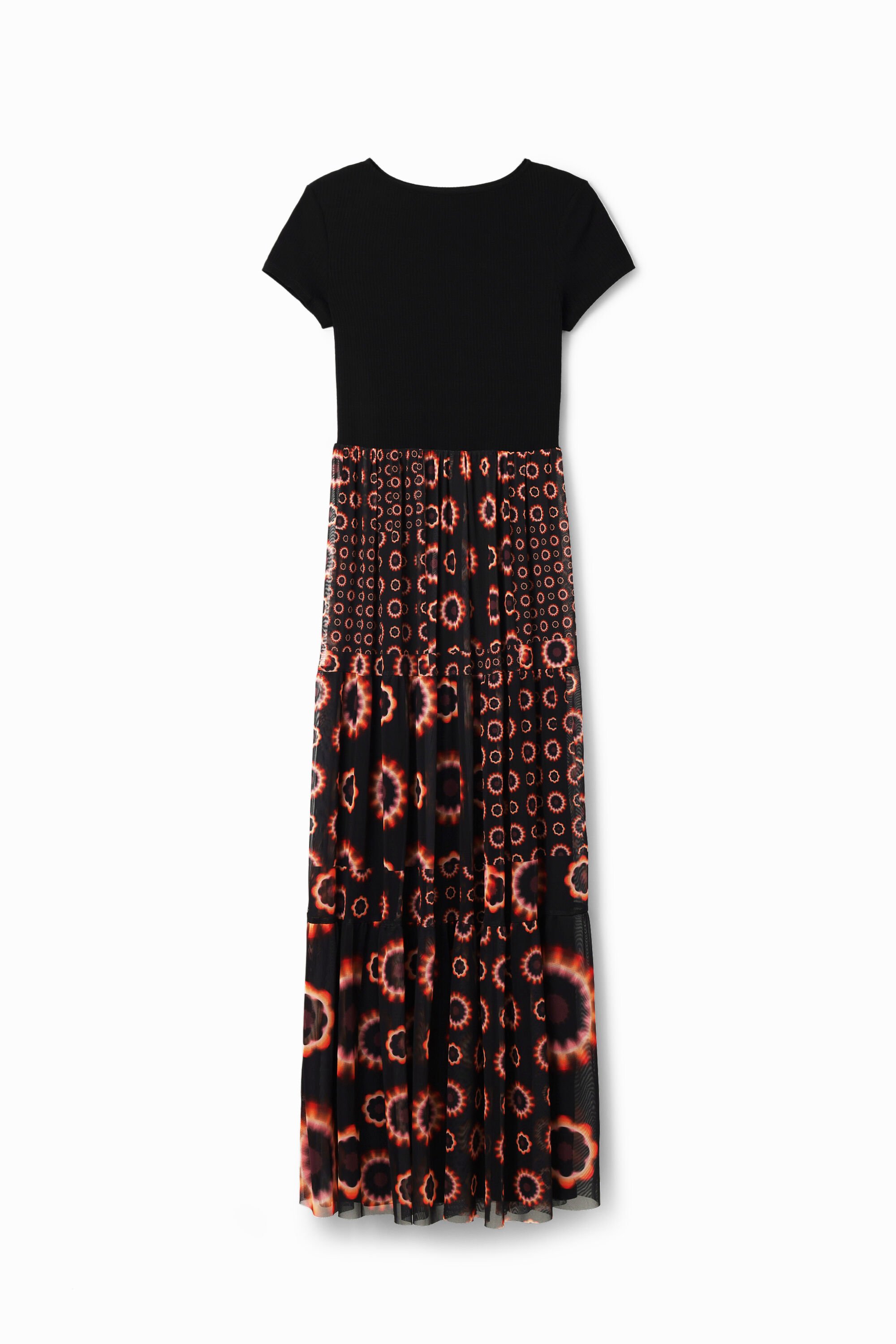 Midikleid Kombi geometrisches Muster
