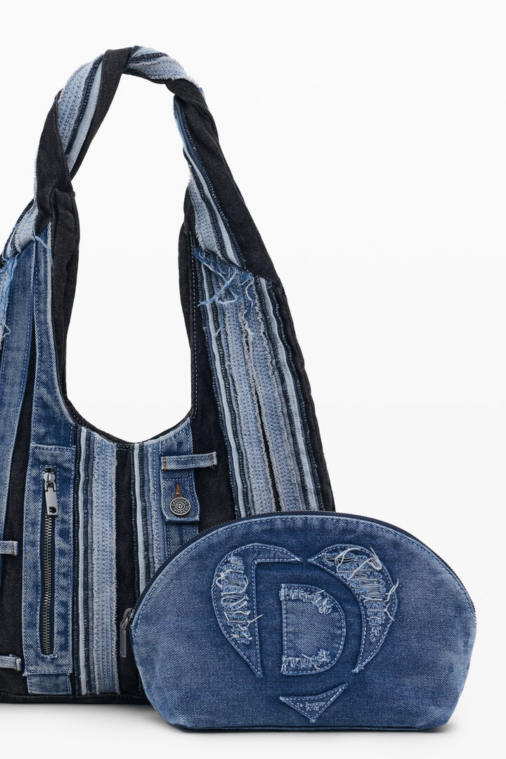 Bolso mediano ovalado denim patch | Desigual