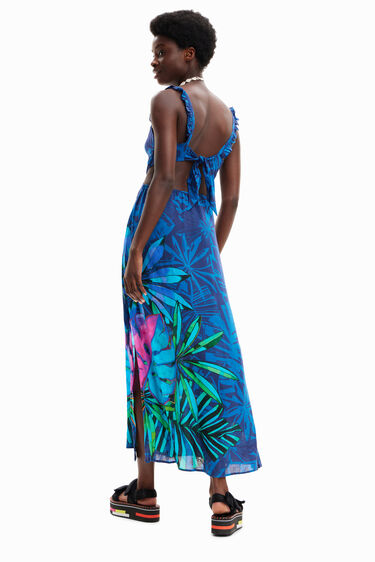 Vestido midi volantes tropical | Desigual