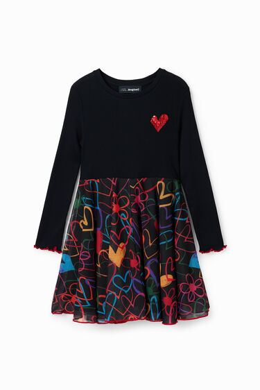 Short combination heart dress | Desigual