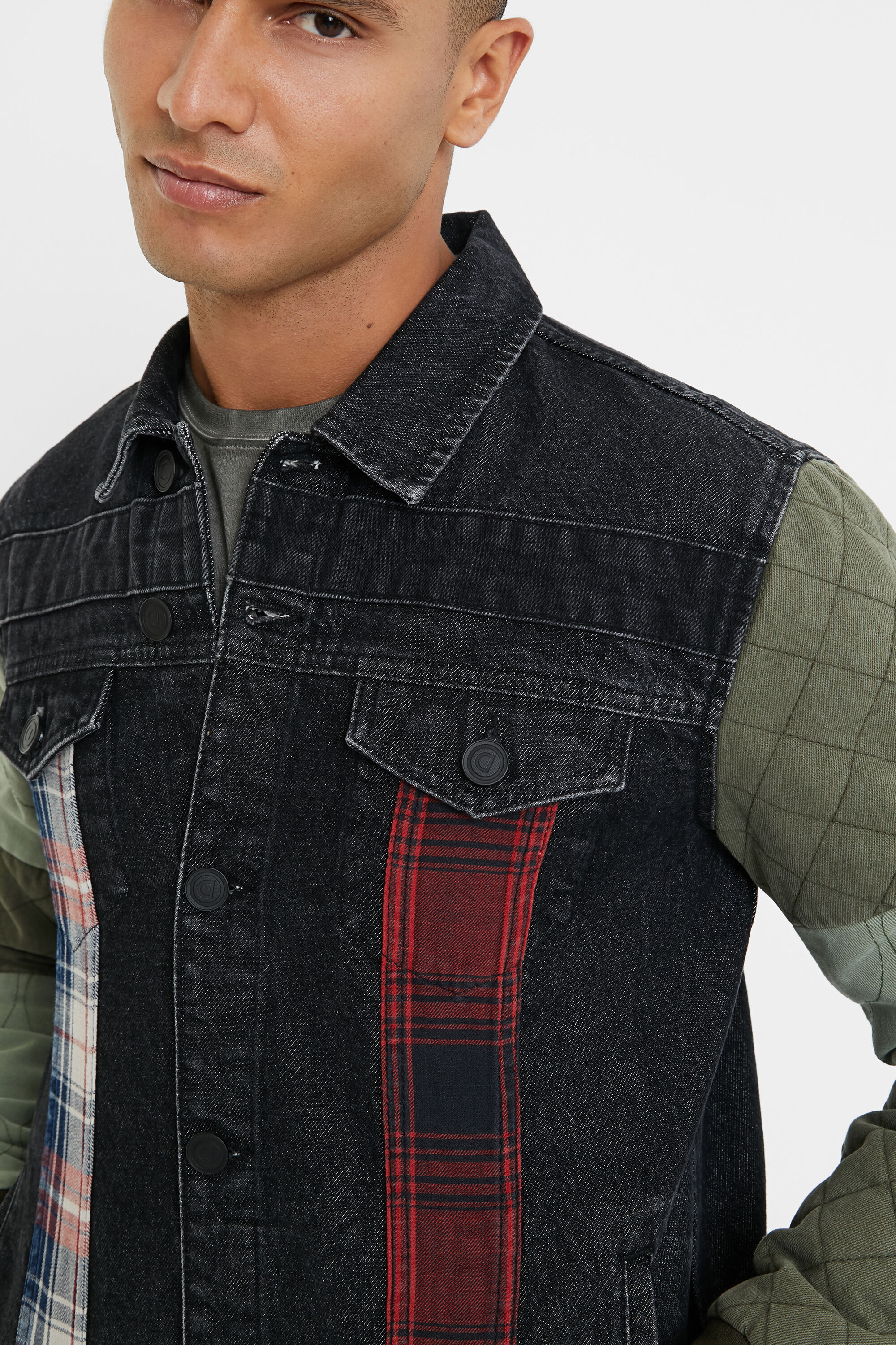 black denim patch jacket