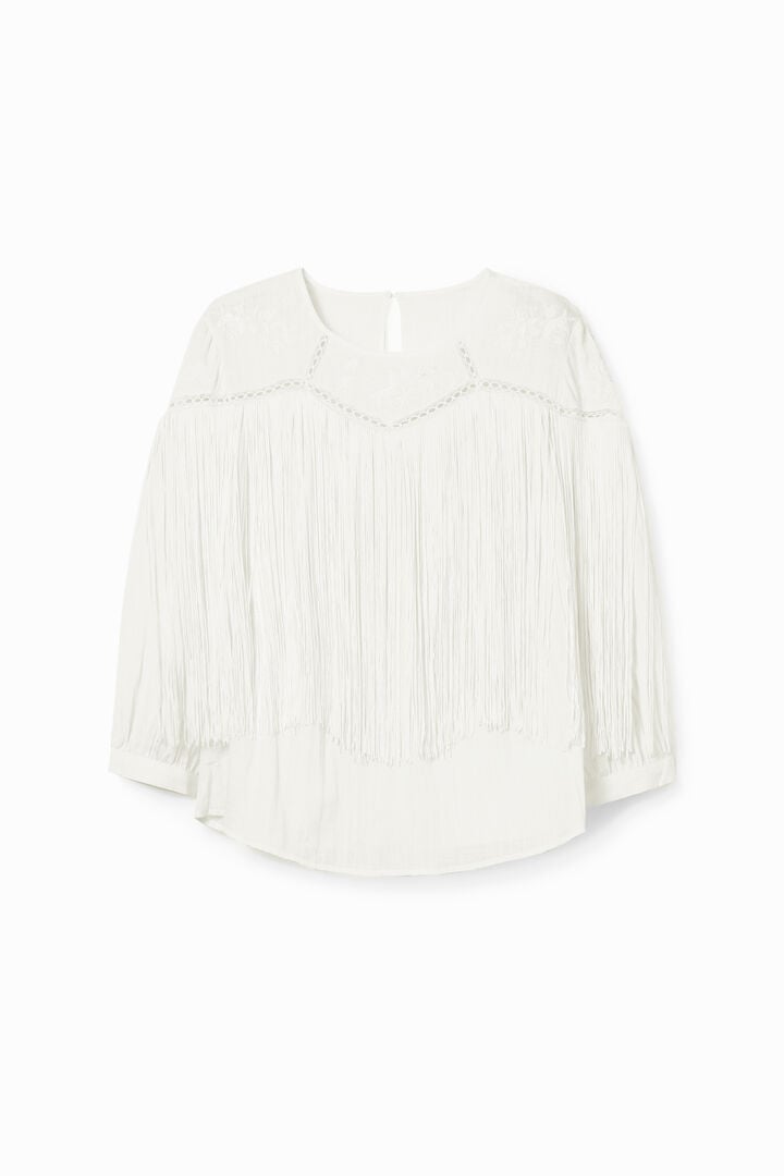 Embroidered fringing blouse