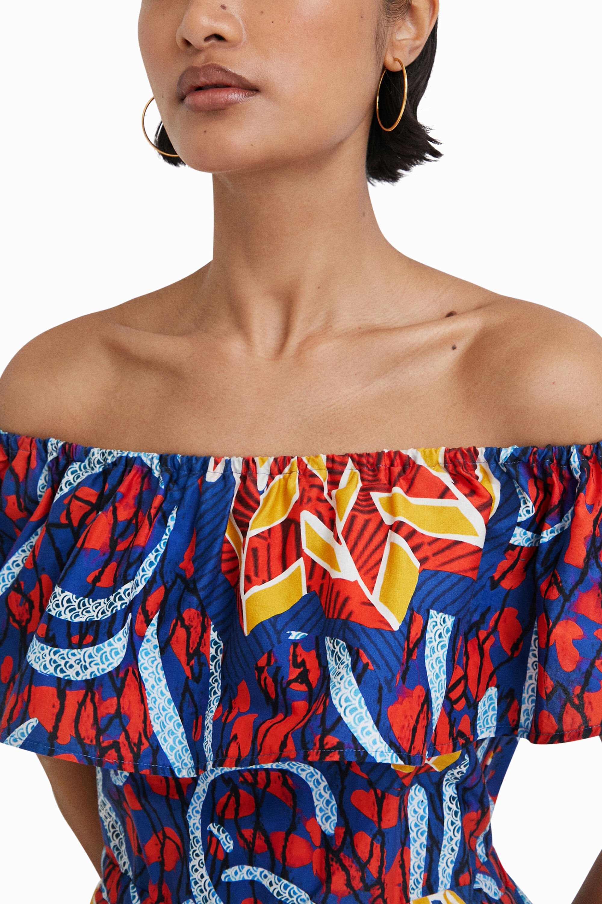 Stella Jean ruffled midi dress | Desigual.com