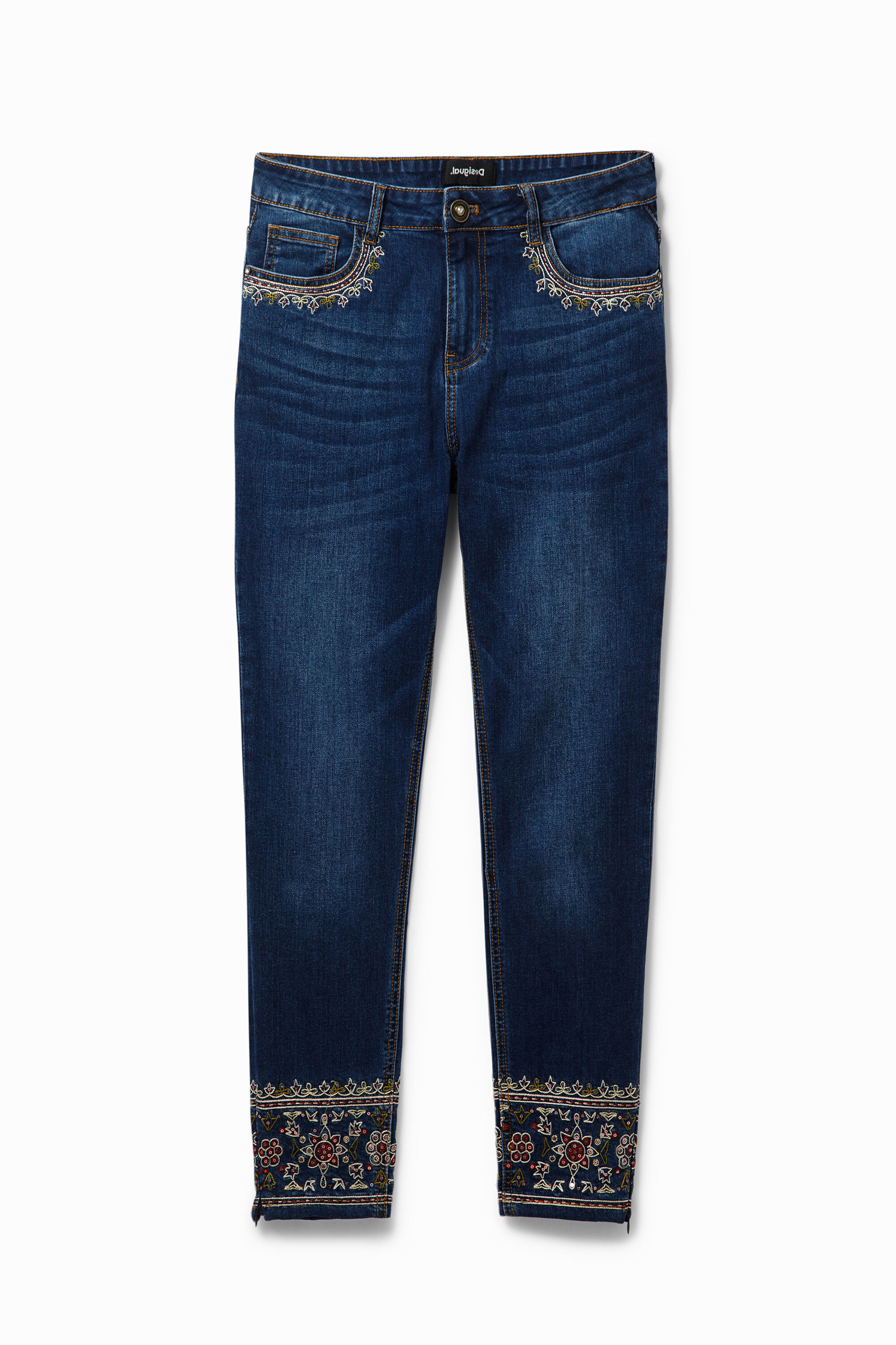Desigual Skinny jeans in exotische stijl - BLUE