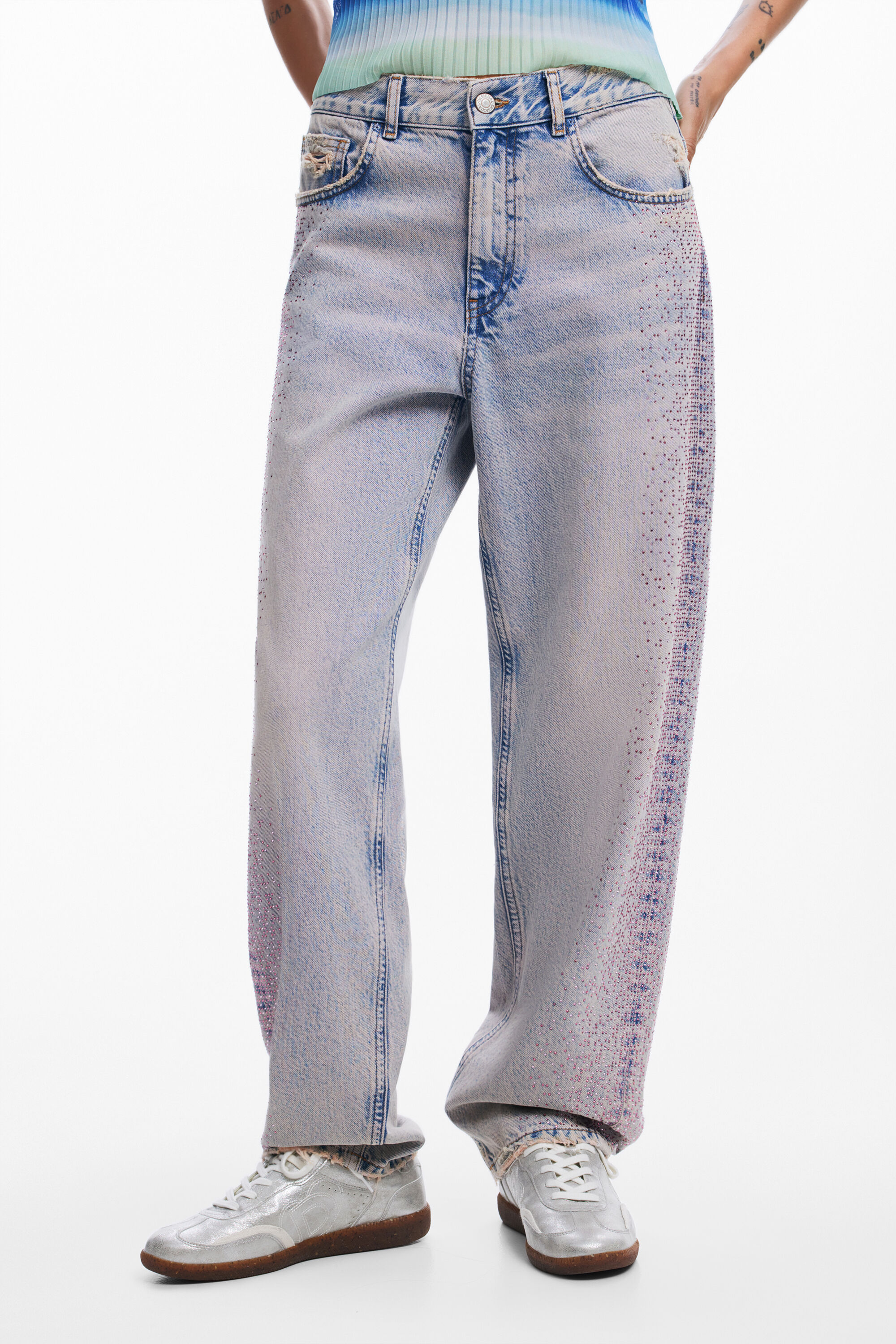 Jean droit brillant pour femme I Desigual