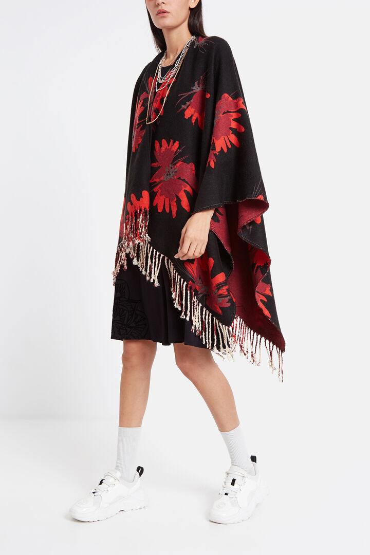 Reversible floral poncho | Desigual
