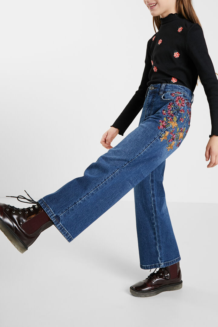 Pantalón vaquero Wide leg bordado | Desigual