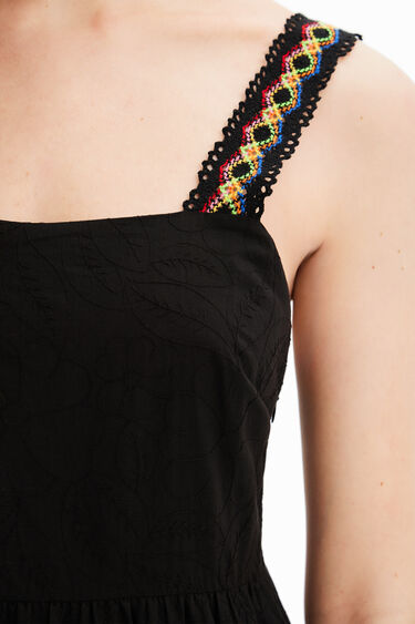 Vestit llarg tirants brodat | Desigual