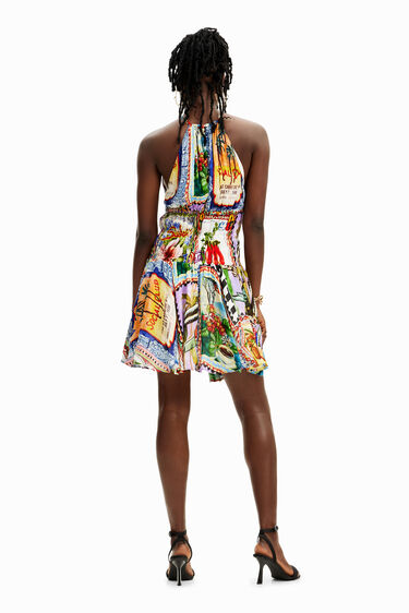 Krótka sukienka z pocztówkami arty Stella Jean | Desigual