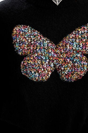 Kompaktno pleten pulover z motivom metulja | Desigual