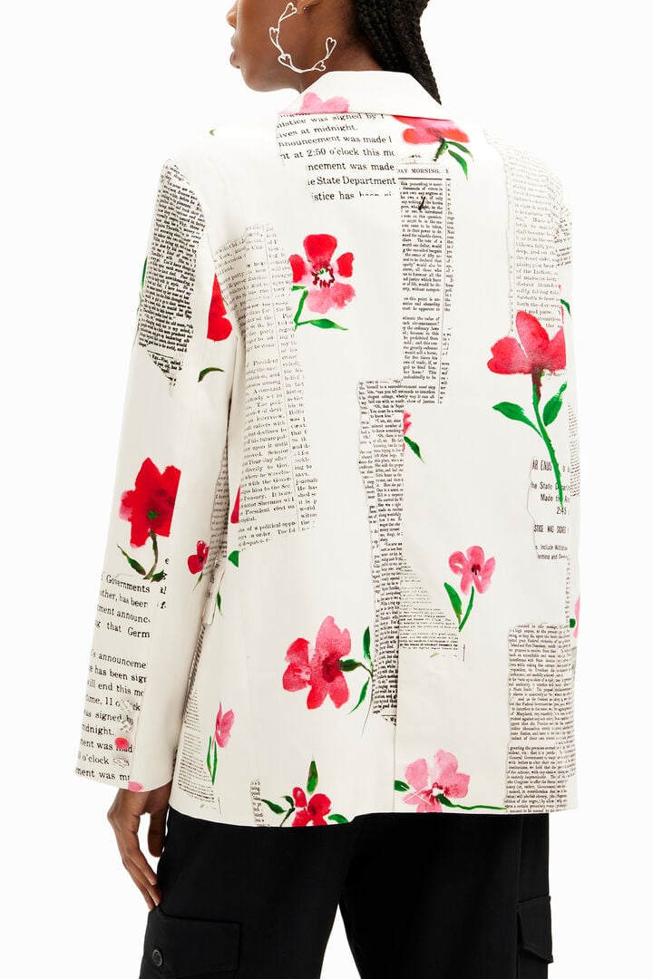 Straight floral text blazer | Desigual