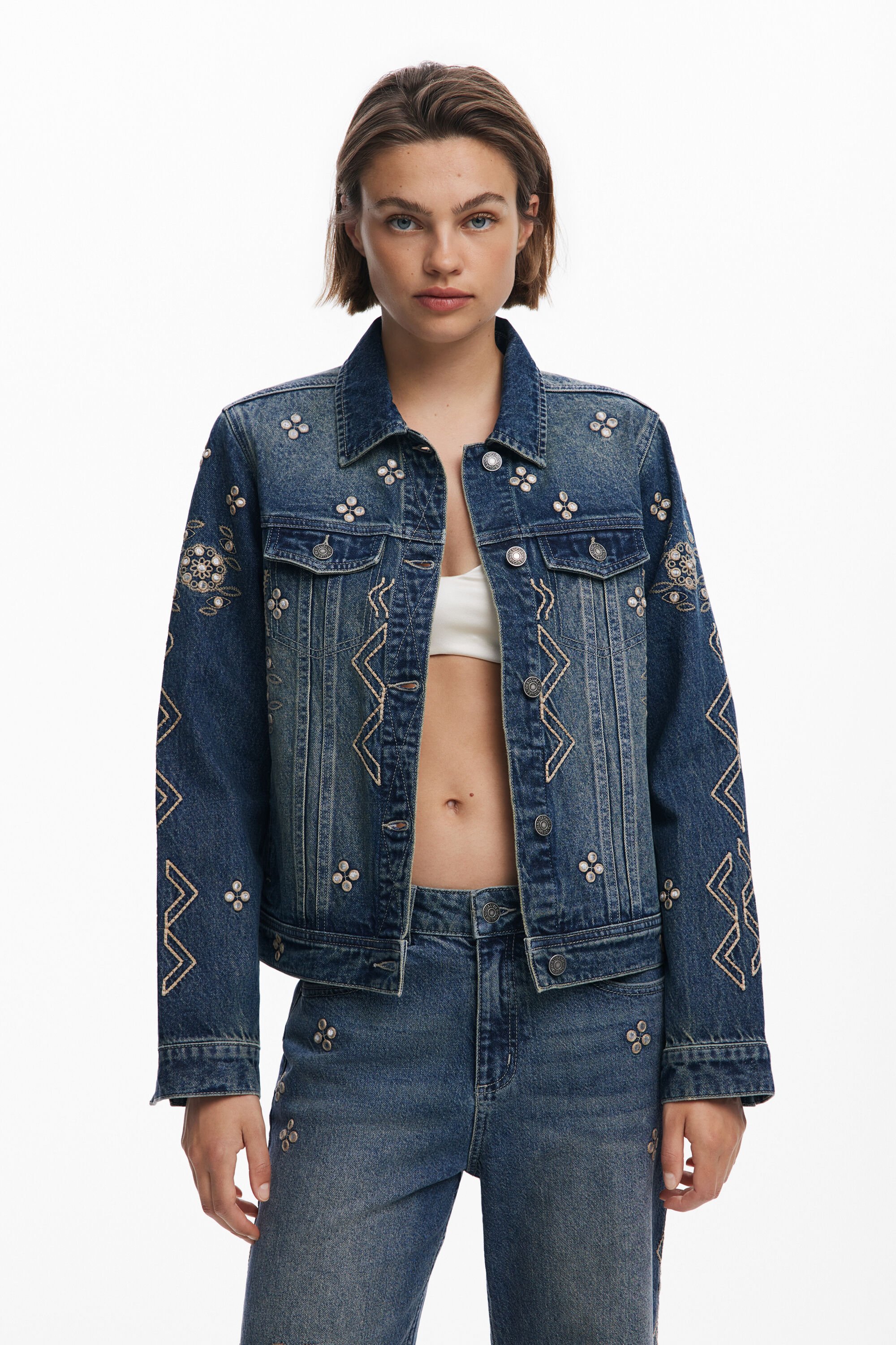 Jeansjacke mit Spiegeln