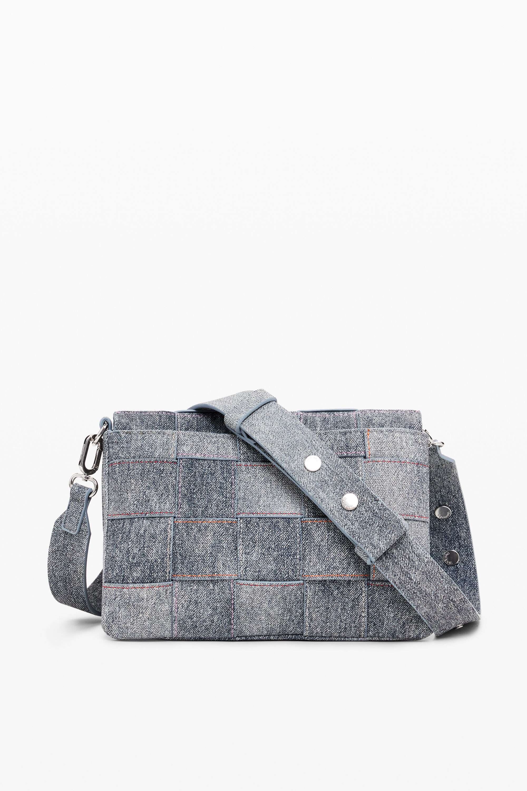 Desigual Braided Denim Effect Bag In Blue