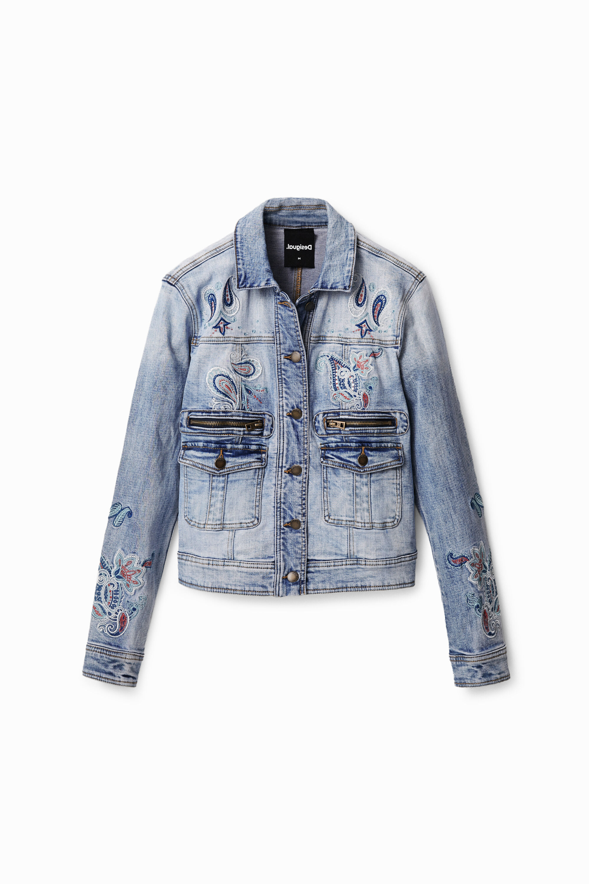 Desigual Paisley Denim Jacket In Blue