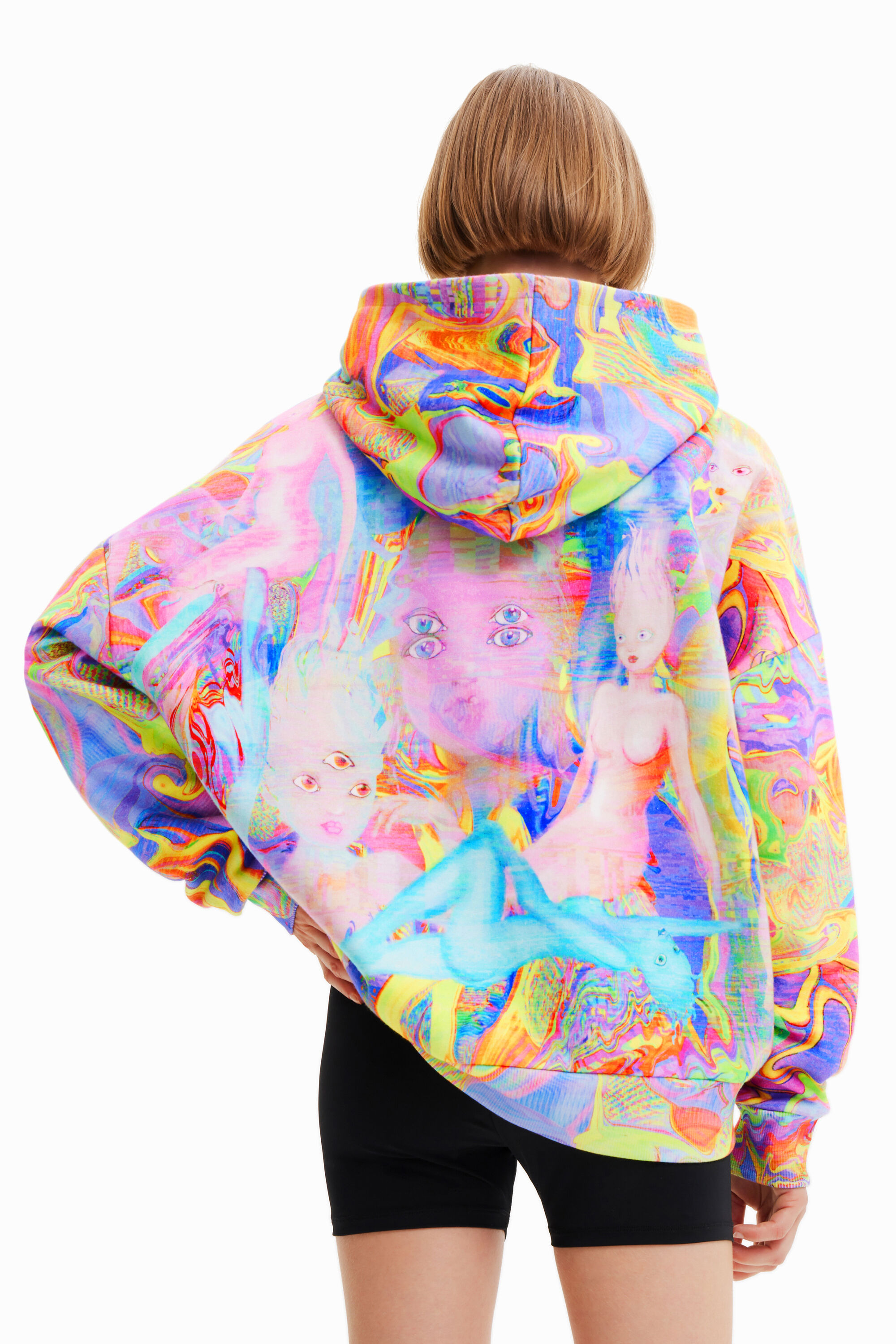 Shop Desigual María Escoté Oversize Spirits Hoodie In Material Finishes