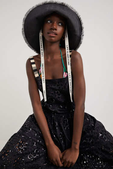 Swiss embroidery maxi dress | Desigual
