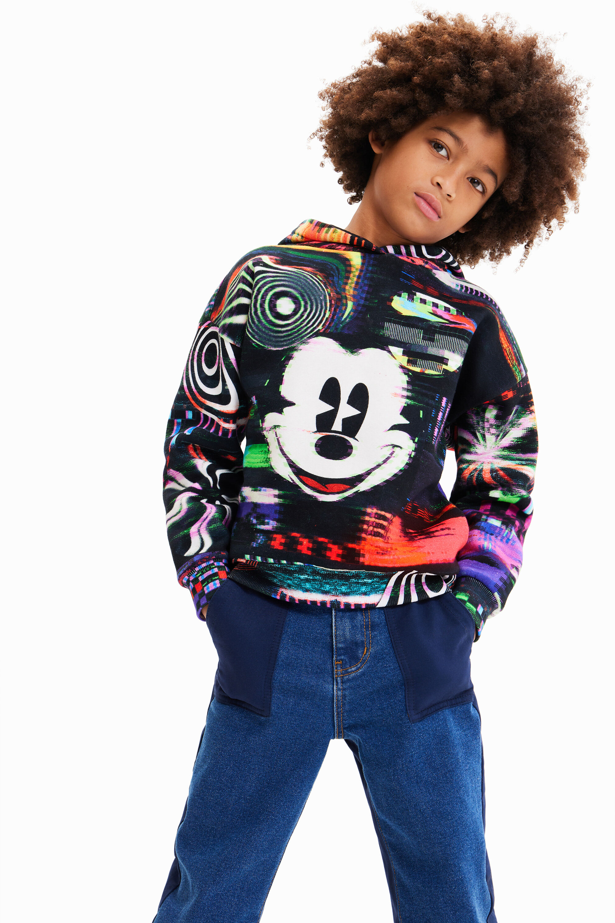 Sweatshirt met glitch print met Mickey Mouse