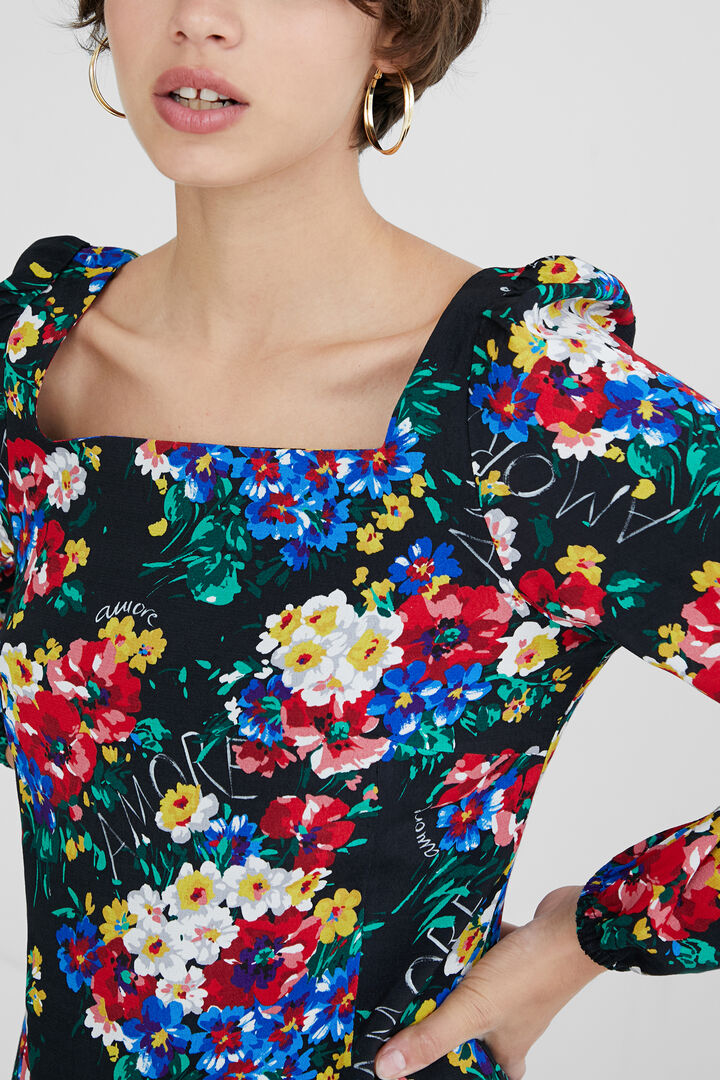 Vestito corto slim scollatura quadrata | Desigual