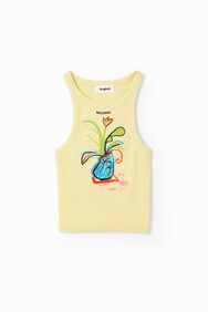 Camiseta slim canalé ilustración | Desigual