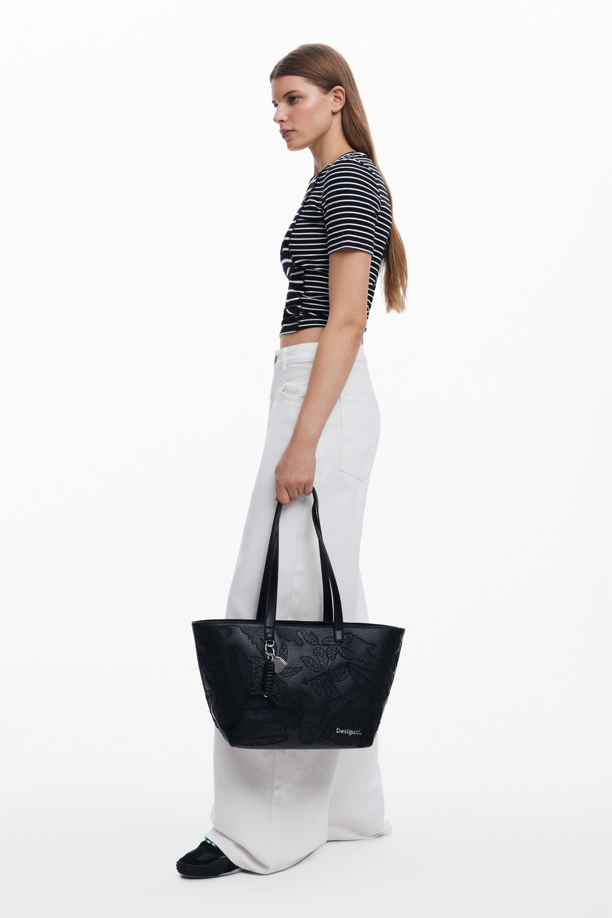 Desigual Embossed Shopper Bag In Black