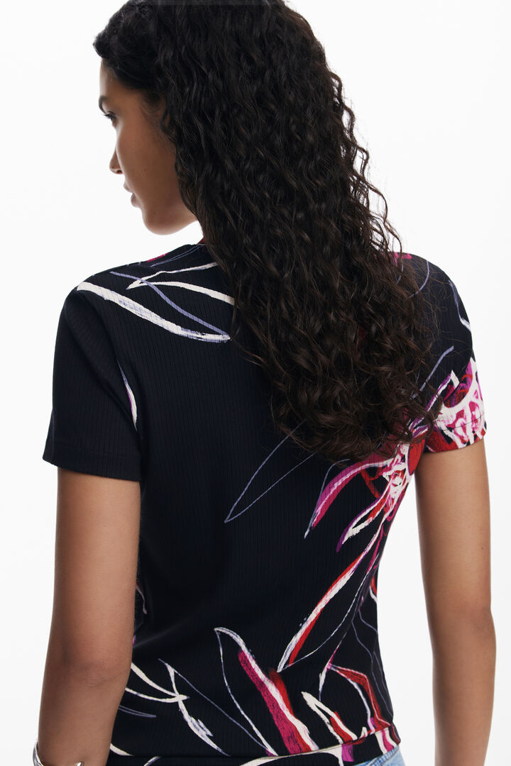 抽象的な花柄のTシャツ | Desigual