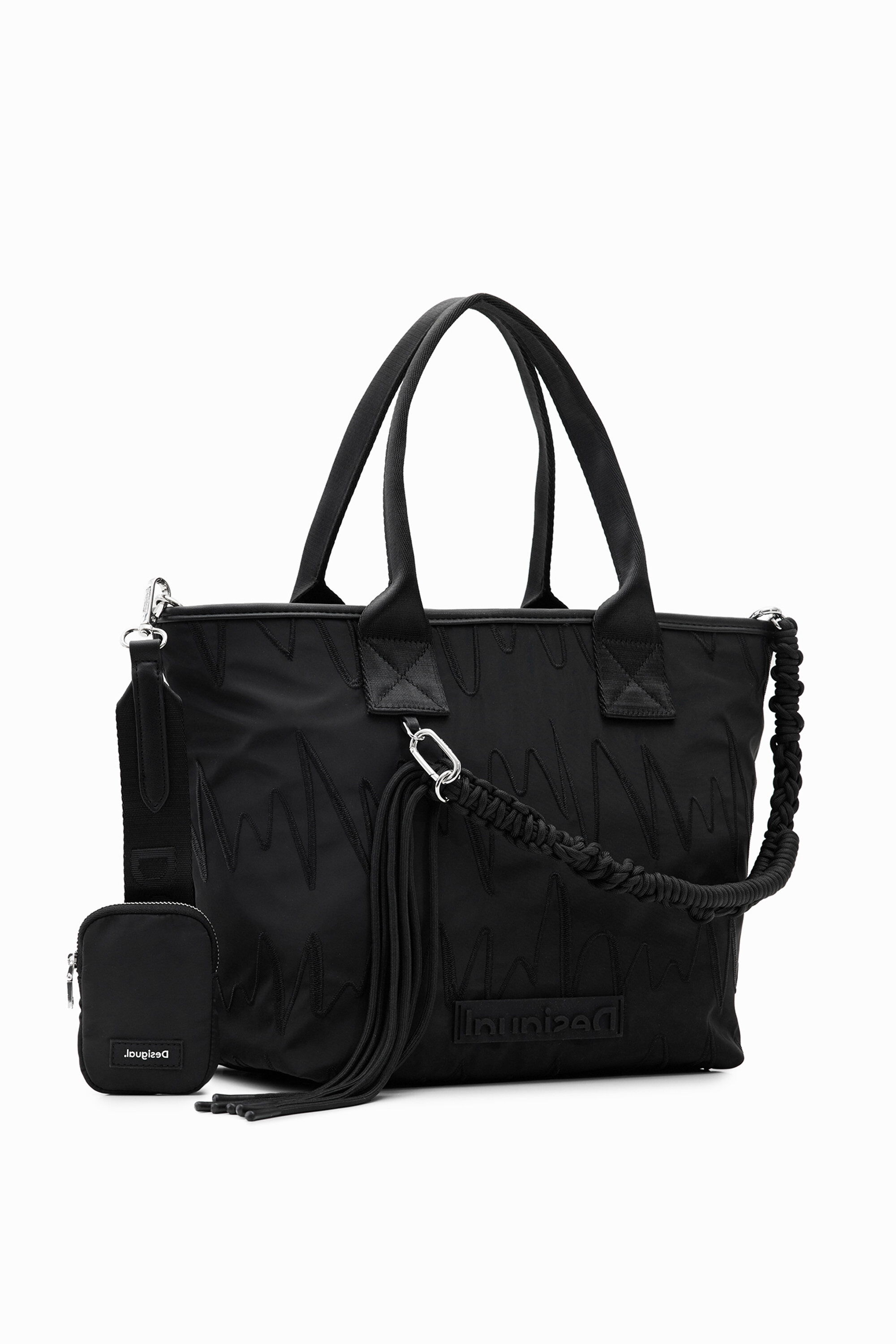 Large embroidered tote bag