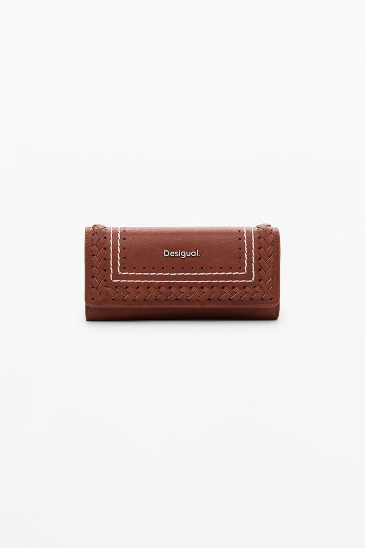 Braided wallet with topstitching