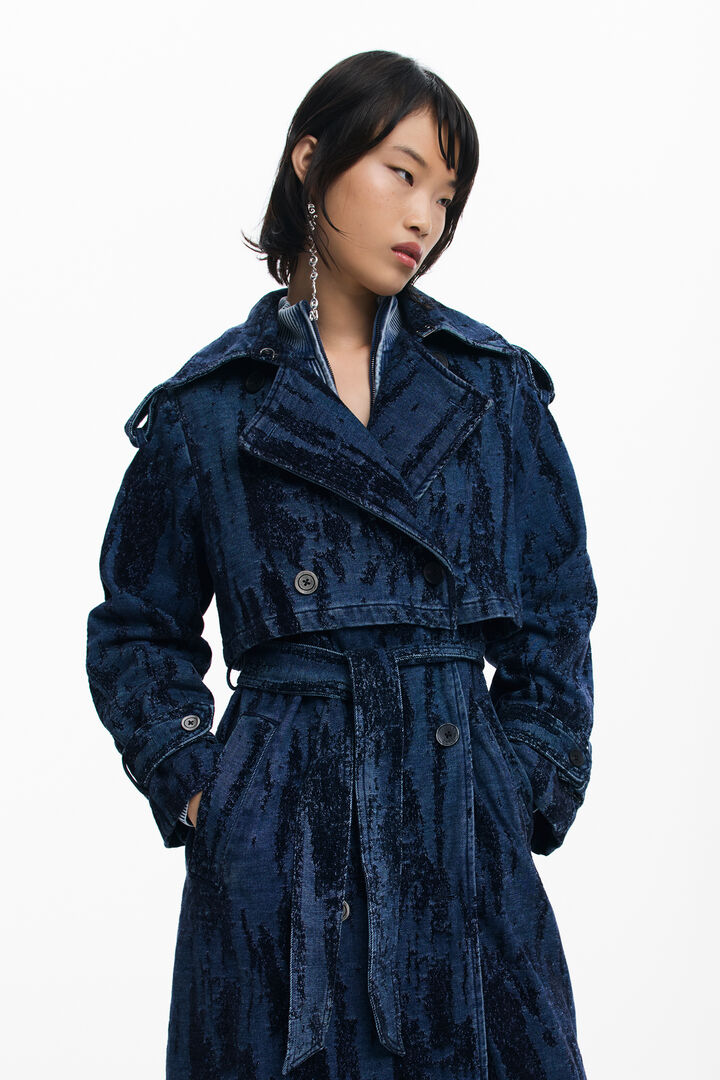 Verwaschener Denim-Trenchcoat