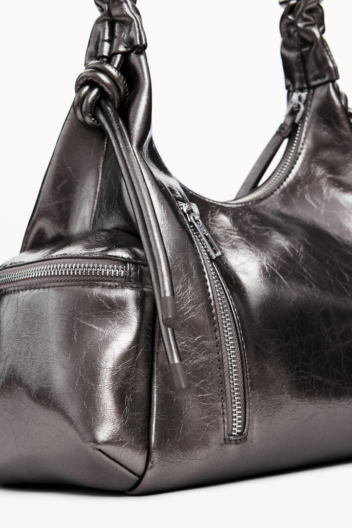 Metallic medium 3D logo bag with ruched handle | Desigual