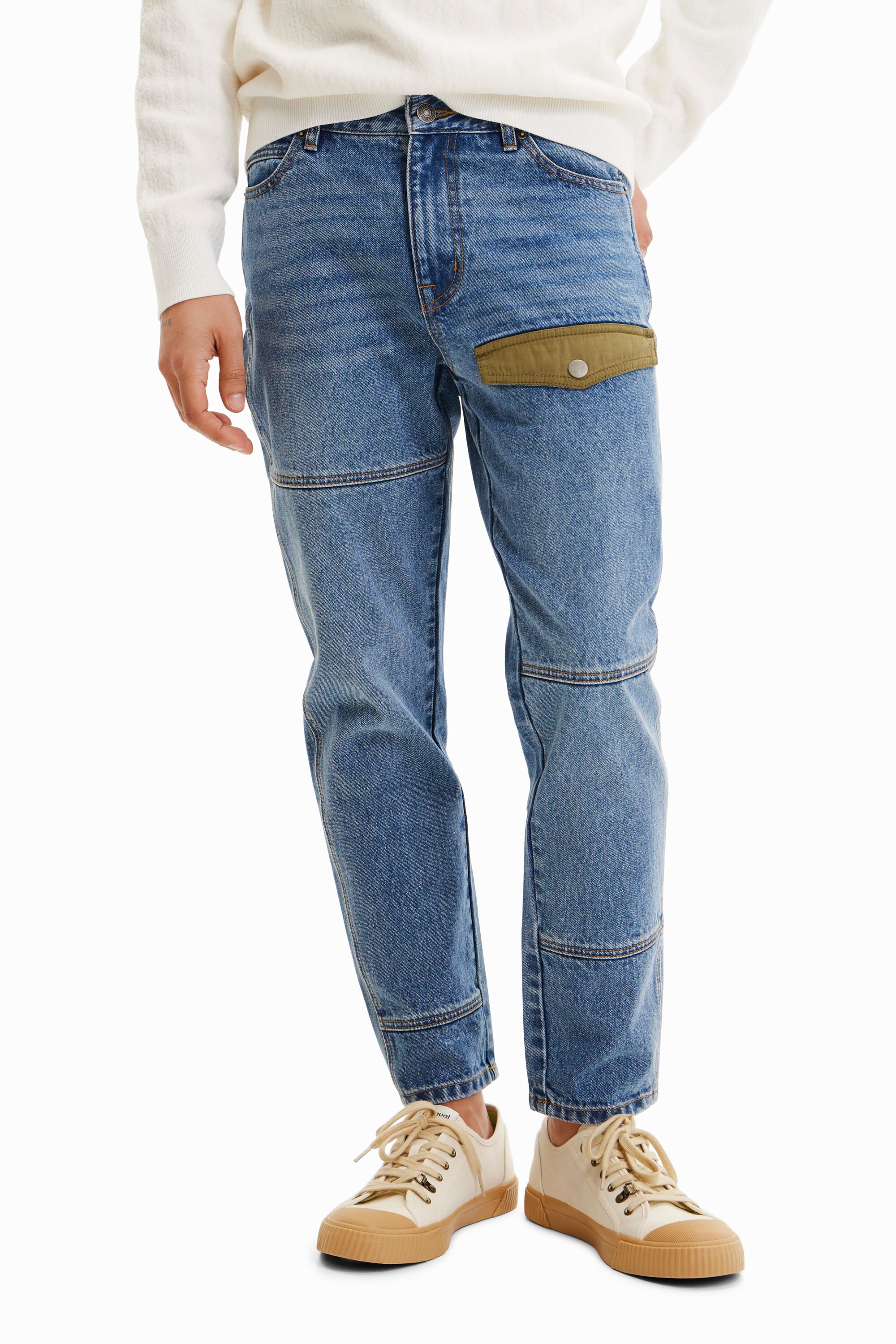 Straight jeans met patch