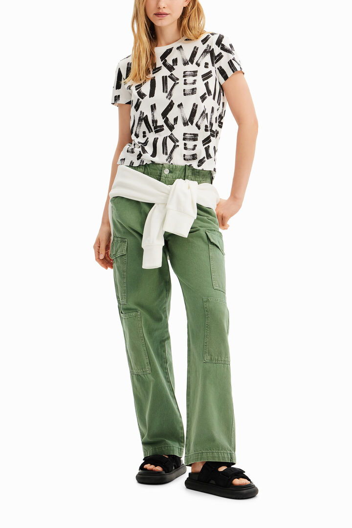 חולצה קצרה בהדפס קווים | Desigual