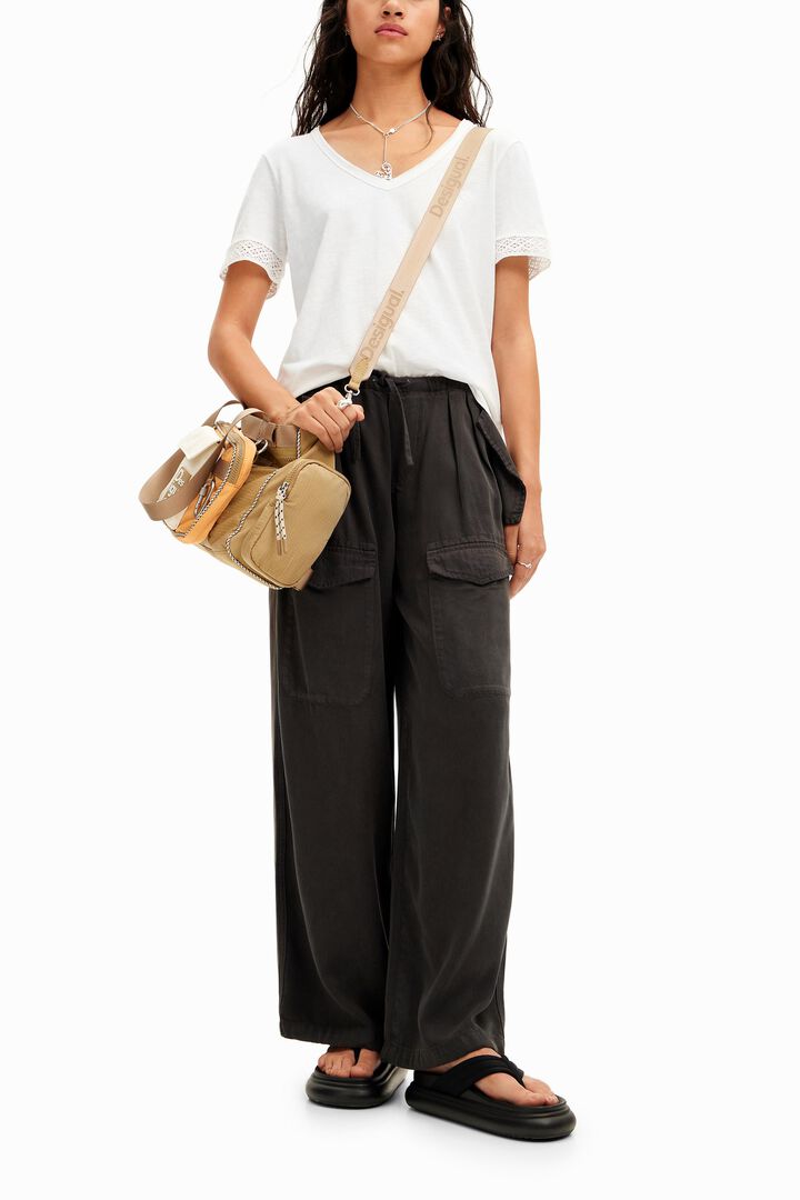 Openwork V-neck T-shirt | Desigual