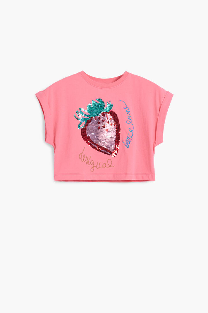 Strawberry sequin cropped T-shirt | Desigual