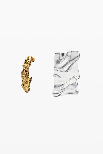 Asymmetric earrings gold and silver plated Zalio | Desigual
