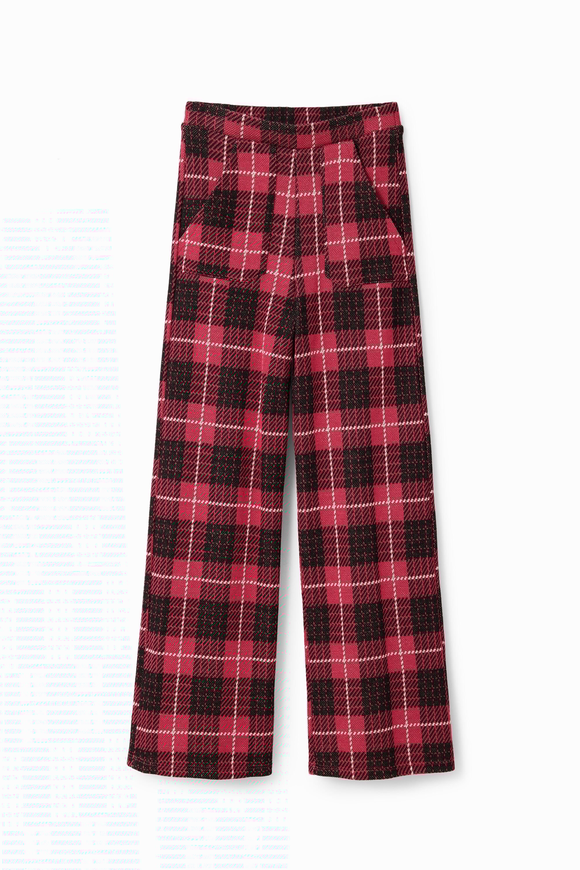 Plaid flare trousers