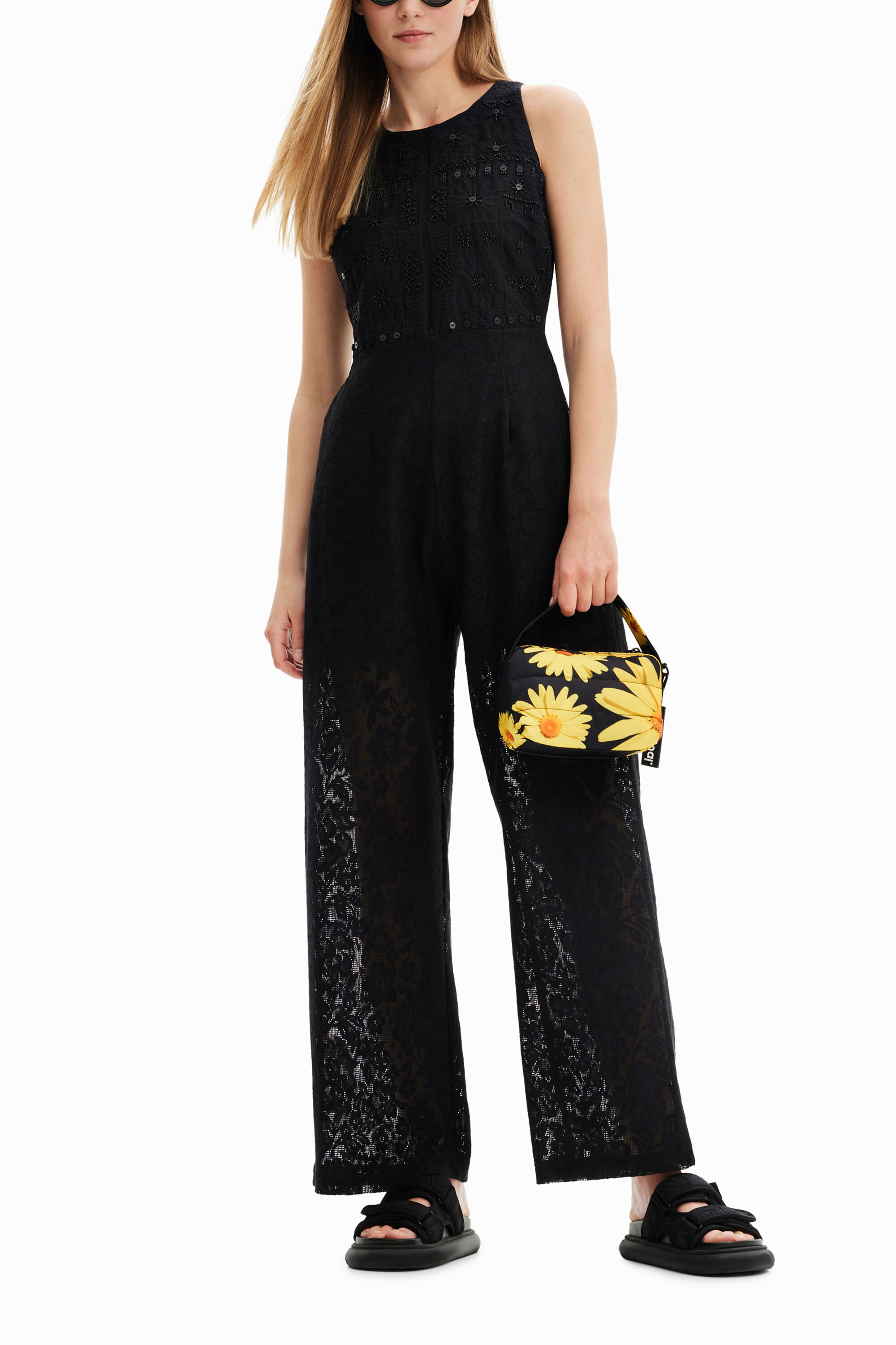 Women s Long embroidered lace jumpsuit I Desigual