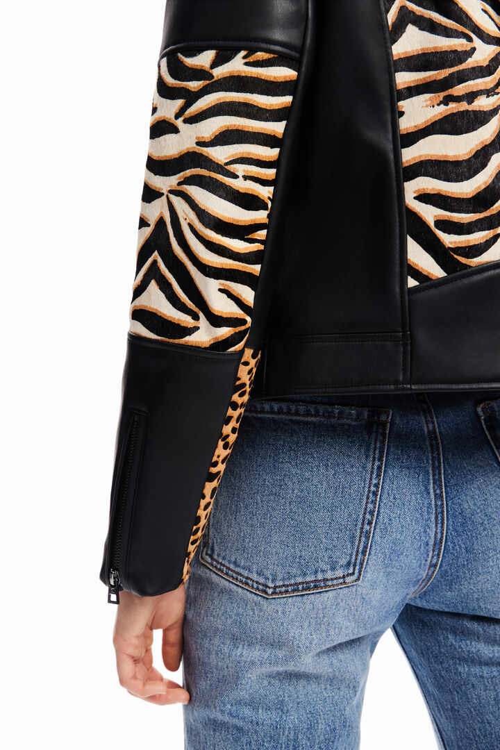 Patchwork leather biker jacket | Desigual