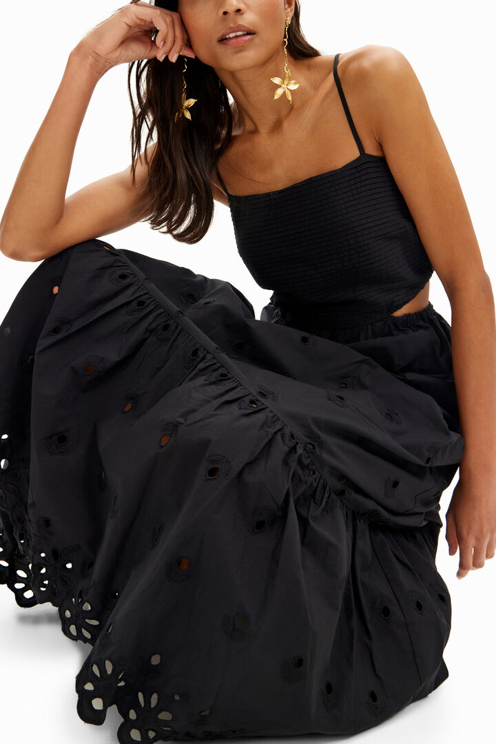 Vestido largo bordados cut-outs | Desigual