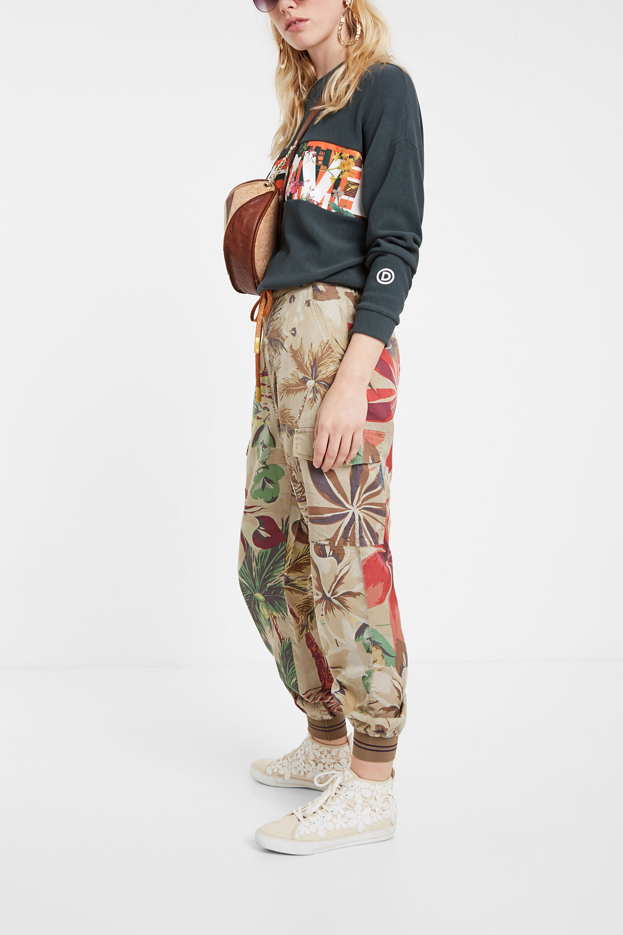 Tropical cargo jogger trousers 