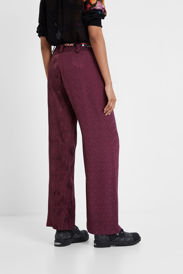 Pantalon jacquard ceinture foulard | Desigual