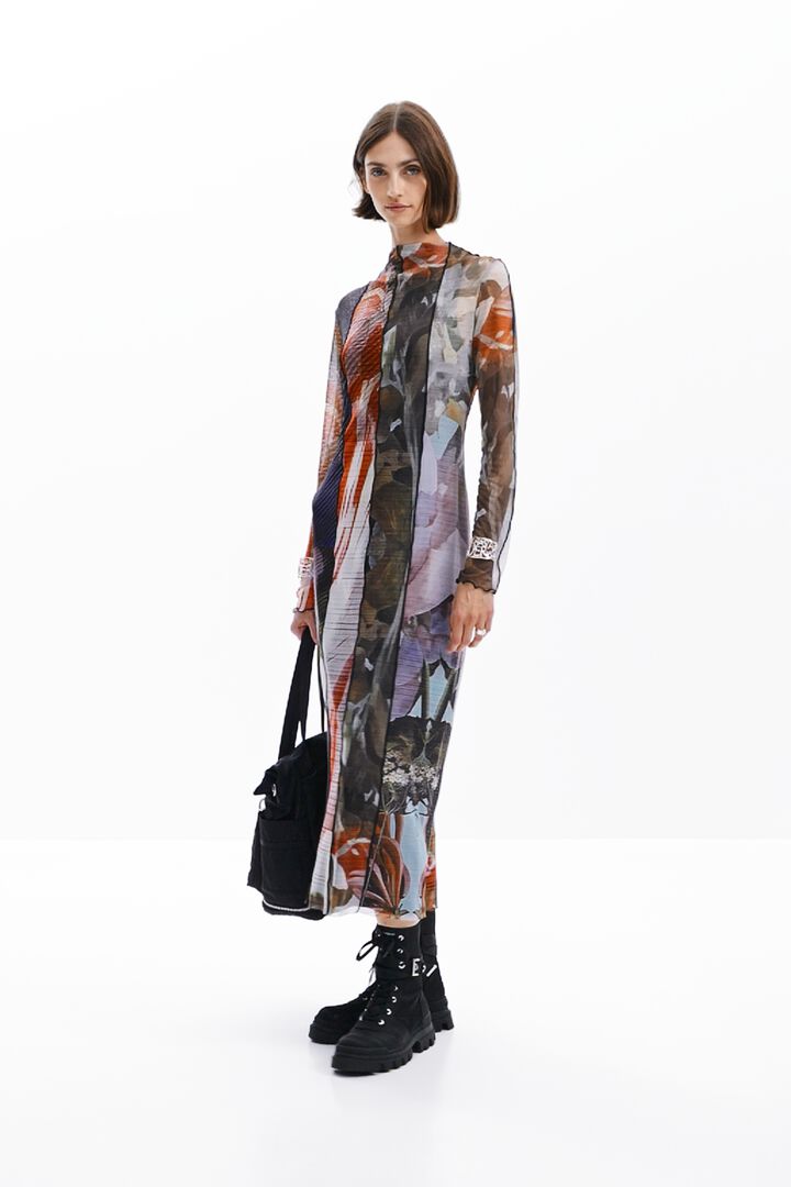 Printed tulle midi dress | Desigual