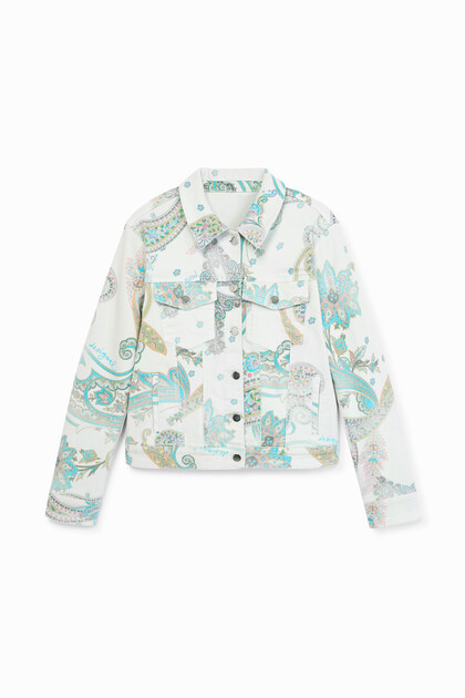 slim paisley jean jacket