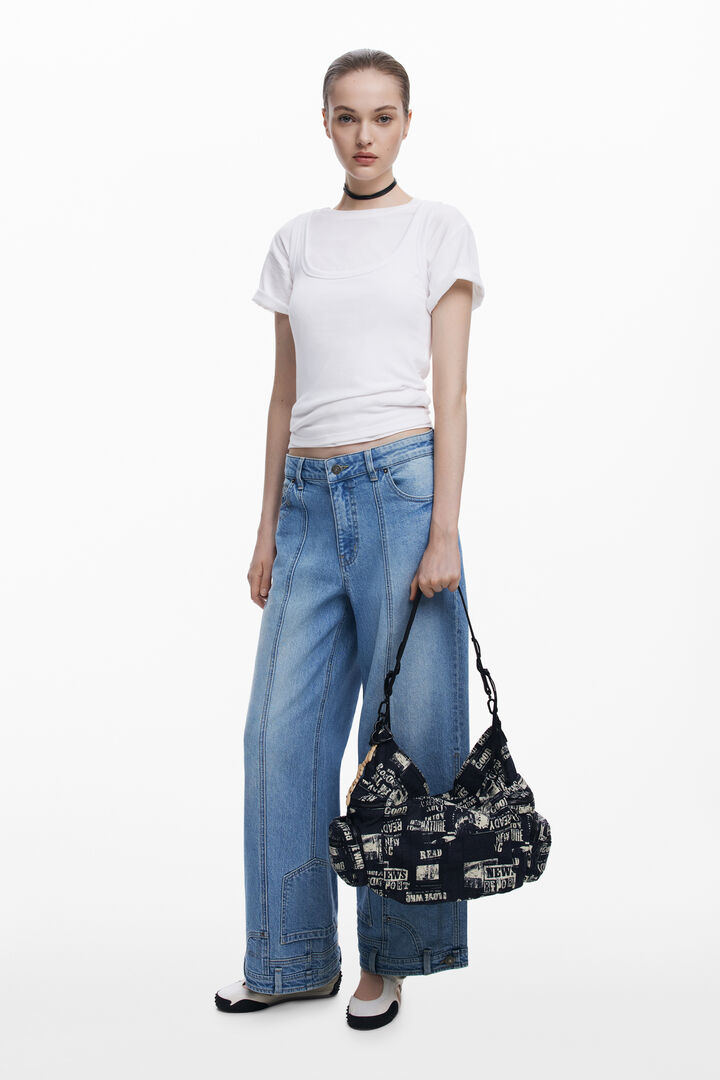 Medium newspaper shoulder bag | Desigual