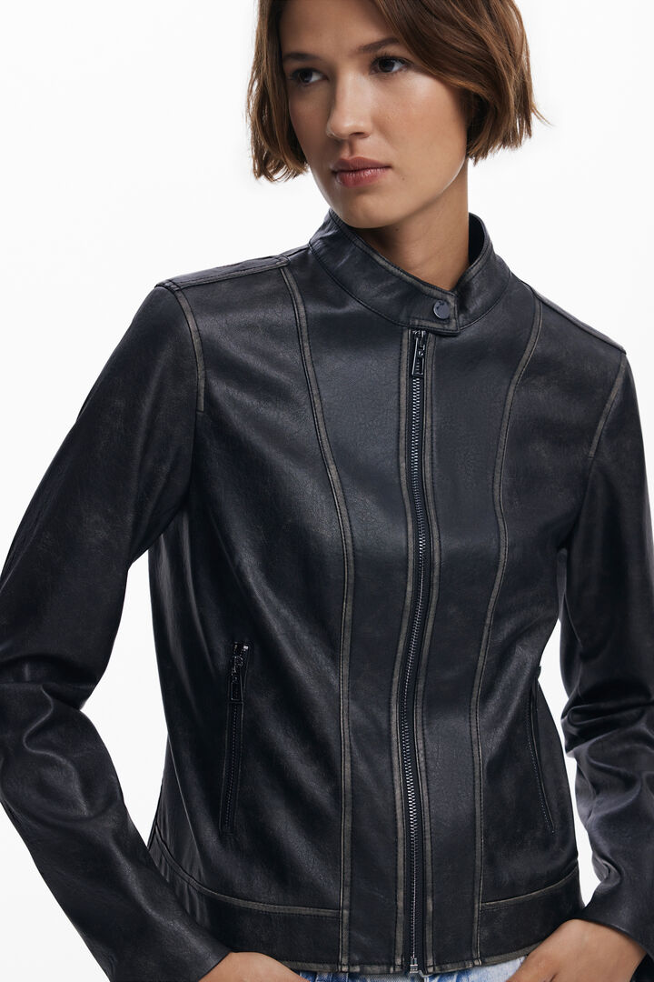 Jacket with worn leather effect | Desigual