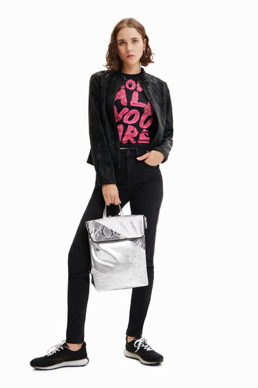 Motxilla mitjana patch metal·litzat | Desigual