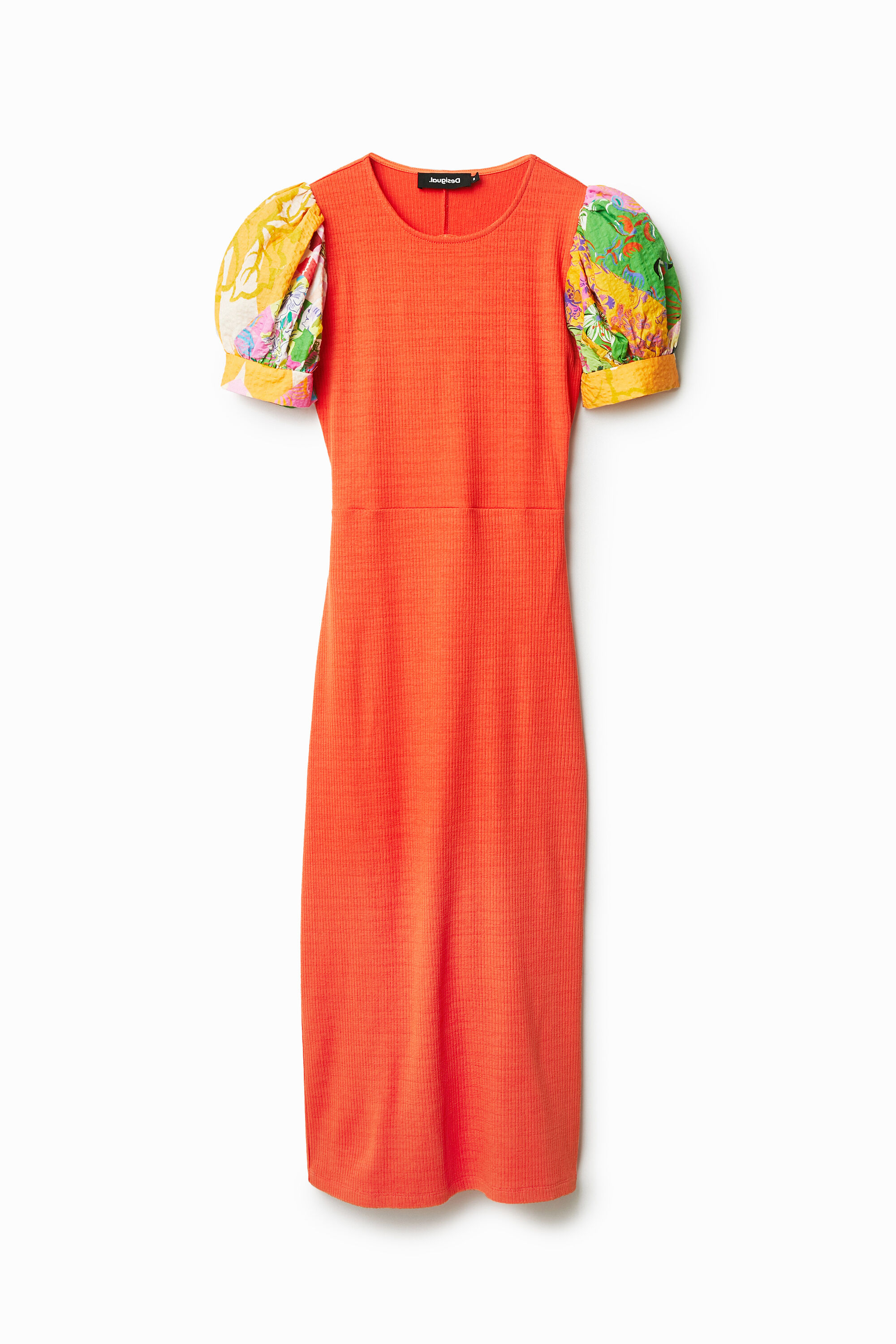 Desigual Back Neckline Midi Dress In Orange